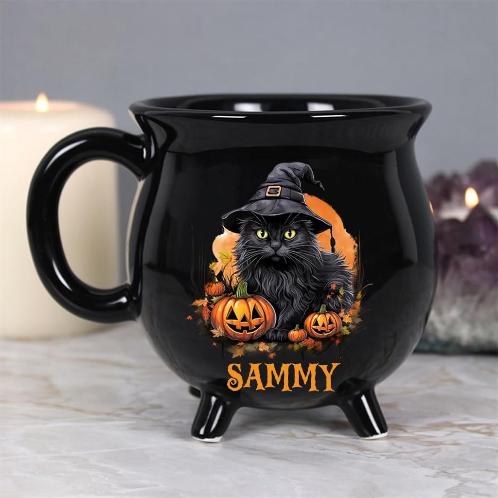 Custom Ceramic Cauldron Coffee Mug, Witches Brew - Personalized Witch Cauldron Mug, Personalized Halloween Witchy Gifts For Bestie, Sisters, BFF, Family, Yourself