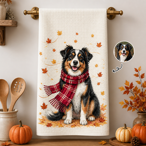 Custom Autumn Pet Portrait Kitchen Towel (Photo to Art) - Personalized Kitchen Towel 61793225-6427-4b3d-85ee-4837abeb69ea.png