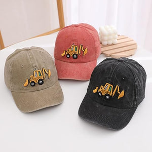 Cute Embroidery Excavator Kids Baseball Cap Adjustable Cotton Washed Vintage Cowboy Hat for Boys Girls 6185Hs7qfNL._AC_SX569.jpg
