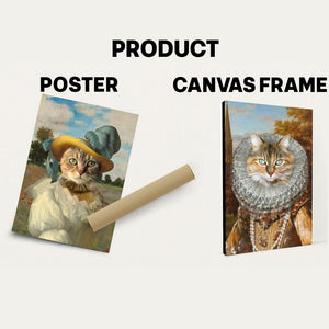 Customized Pet Portrait Canvas of Dog and Cat Renaissance Style, Wall Art Print for Home Decor, Living Room, Bedroom, Home Office