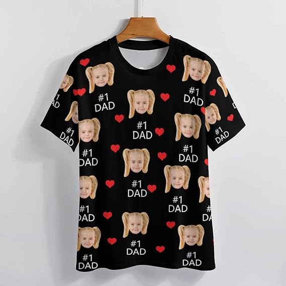 Custom T Shirts with face for Men Women Design Your Own Shirts, Personalized Fathers Day T-Shirt Gifts for Dad