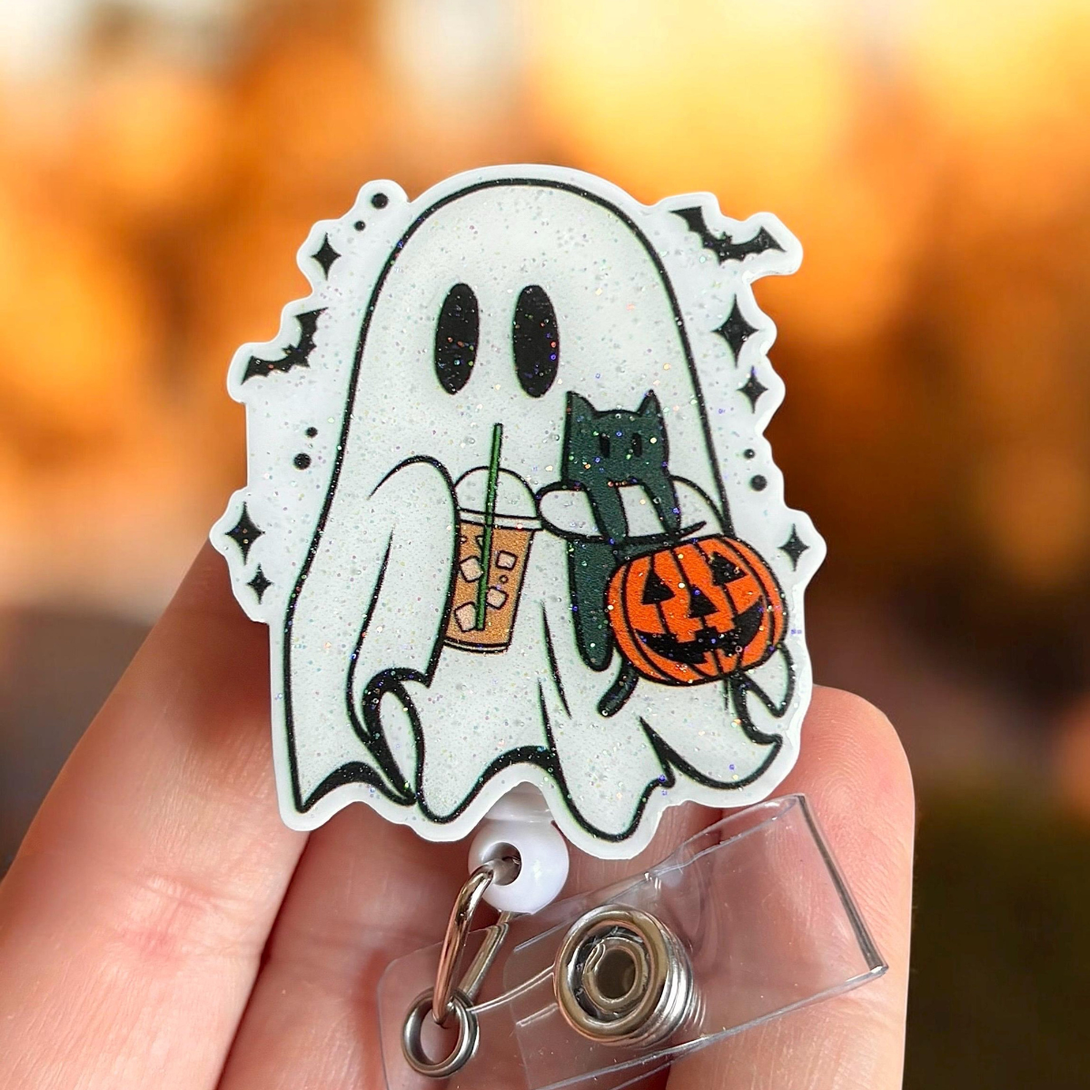 Halloween Badge reel - Coffee Ghost badge reel Retractable badge - Badge topper - ID holder - Spooky Cute ghost - Nurse - Medical - 61935743-33e5-4285-a02d-e5da00730026-3.png