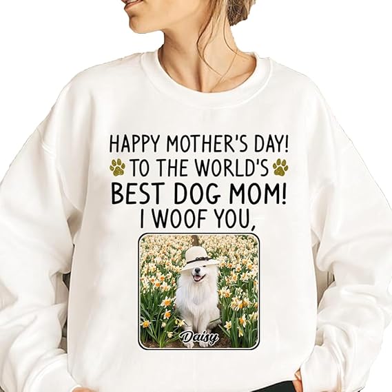 Custom Dog Mom Gift Mother's Day 2025, Custom Dog Mom Shirt, Gift for Mom, Grandma, Birthday, Mother's Day, Christmas