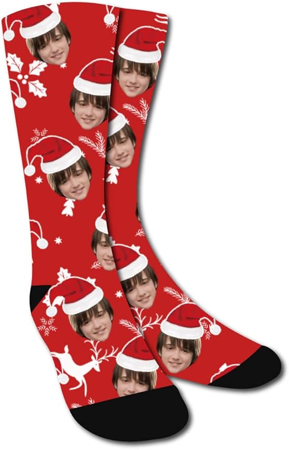 Funny Christmas Socks,Novelty Custom Face Socks,Personalized Socks With Picture Xmas Holiday Socks Funny Gifts
