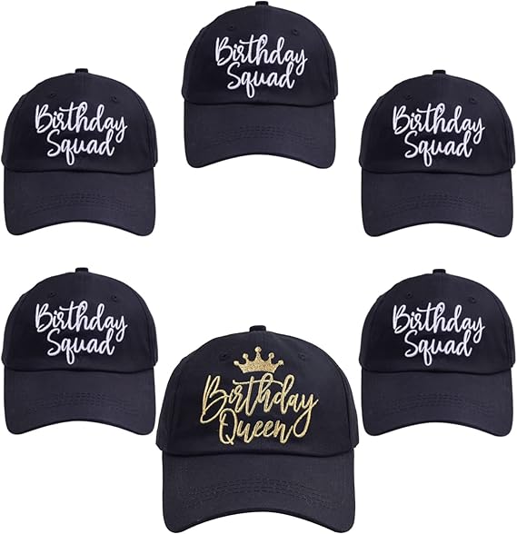 Birthday Party Hats Funny Birthday Queen Squad Embroidery Adjustable Baseball Cap for Women