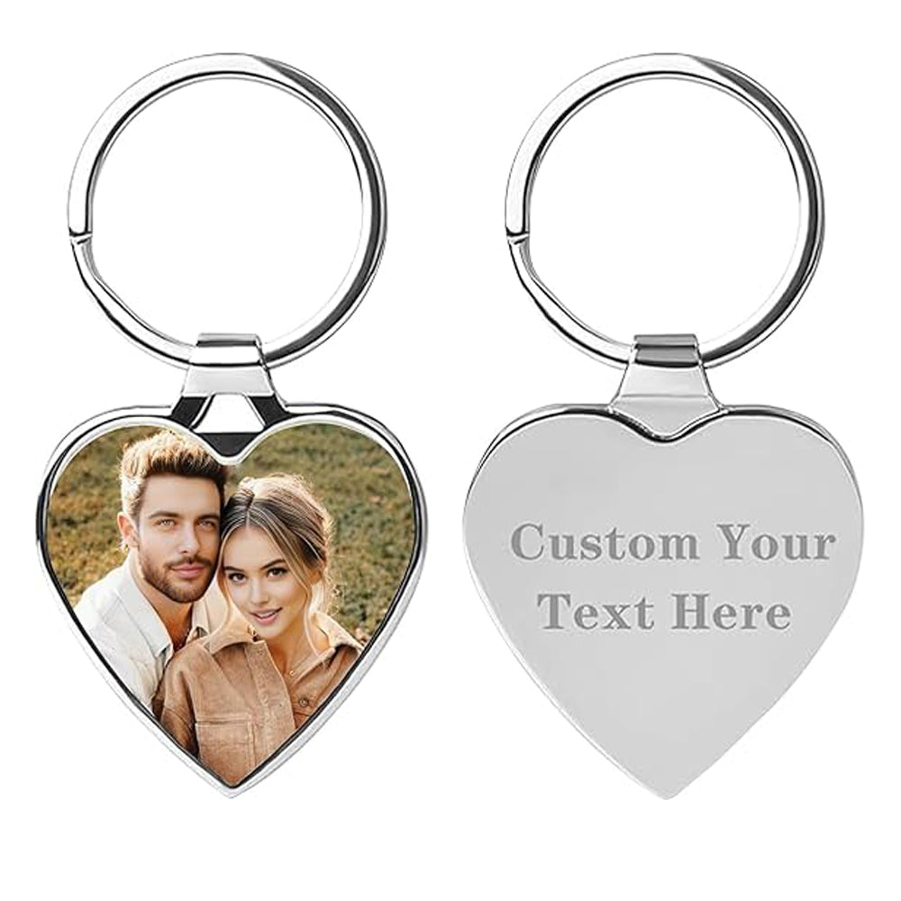 Double Side Custom Keychain with Picture Personalized Engraving Photo Text Customized Gifts for Men Women