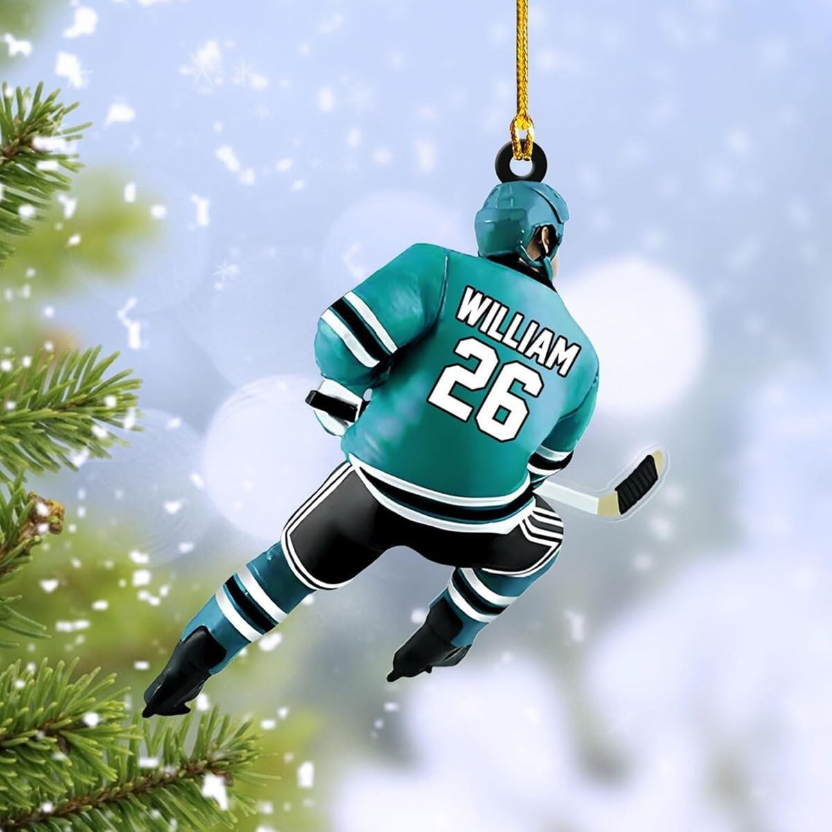 Personalized Hockey Ornament - Ice Skate Christmas Tree Ornament Custom Hockey Player Bulk Team Gift