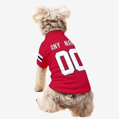 New England Dog T-Shirt Jersey Style Pet Clothes Custom Name and Number Gifts