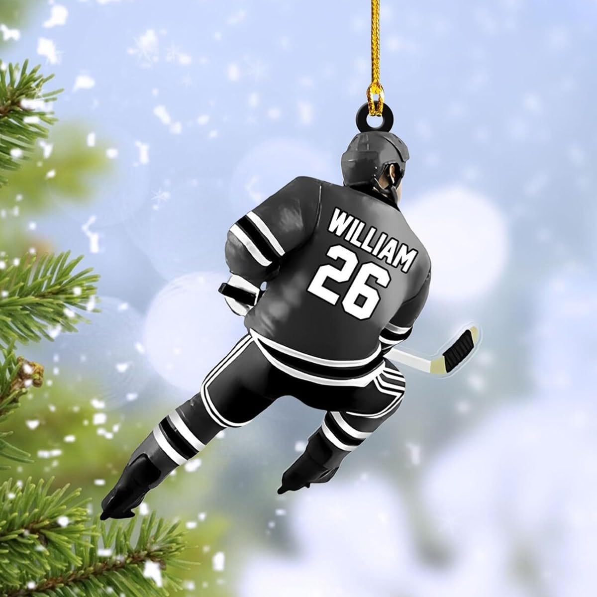 Personalized Hockey Ornament - Ice Skate Christmas Tree Ornament Custom Hockey Player Bulk Team Gift