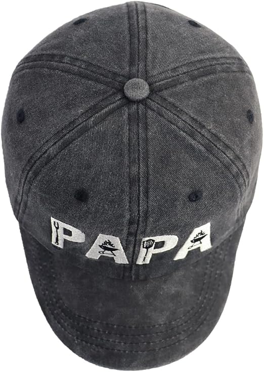 Grill Papa Hats, BBQ Accessories for Dad Father Grandpa Gifts, Adjustable Embroidered Cotton Men Baseball Caps