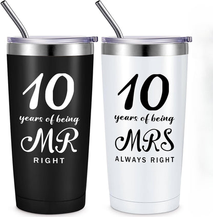 Mr. Right Mrs. Always Right Travel Tumbler Wedding Engagement Anniversary Travel Mug for Husband Wife Newlywed Couples Bride Groom Anniversary