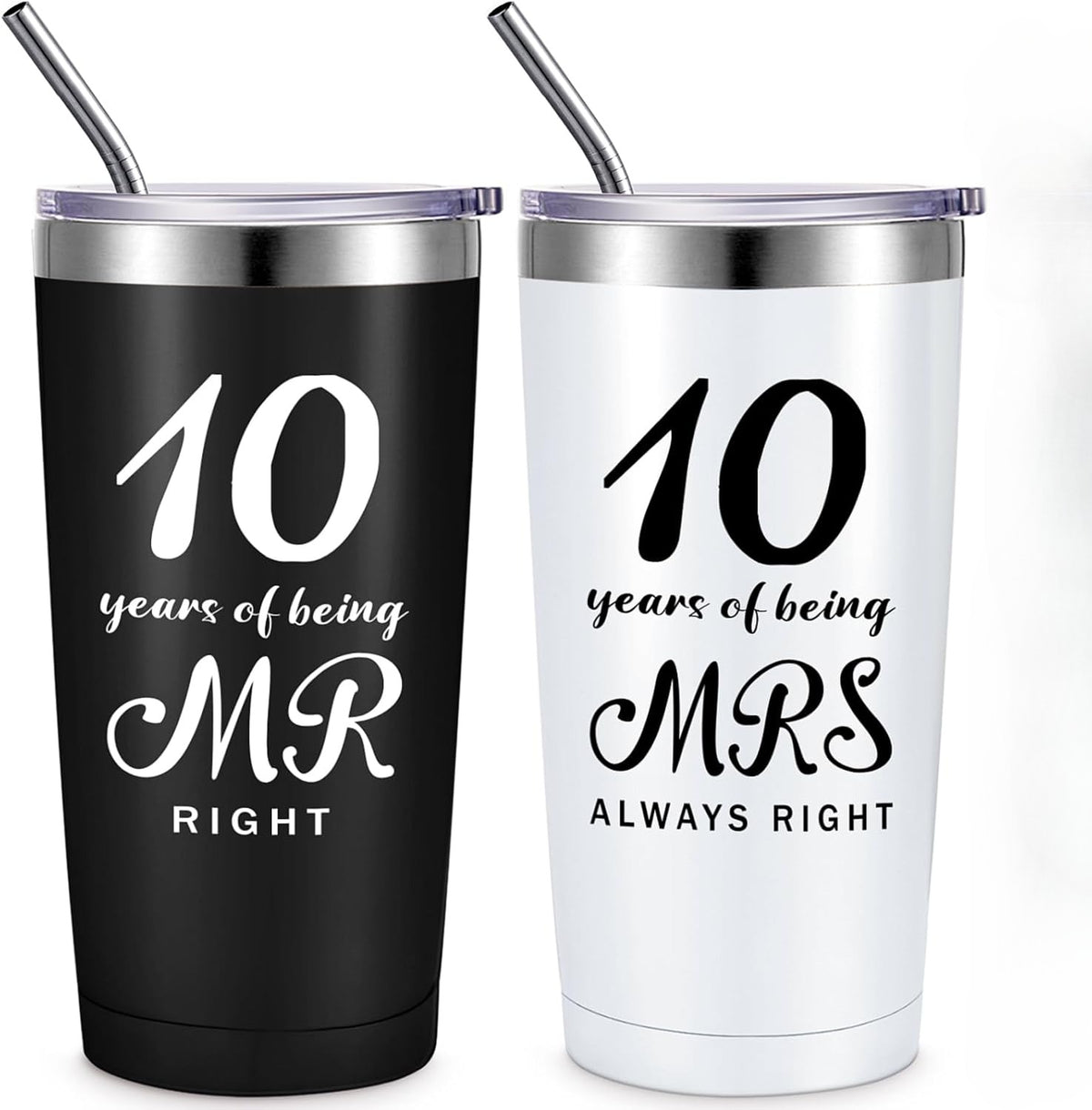 Mr. Right Mrs. Always Right Travel Tumbler Wedding Engagement Anniversary Travel Mug for Husband Wife Newlywed Couples Bride Groom Anniversary