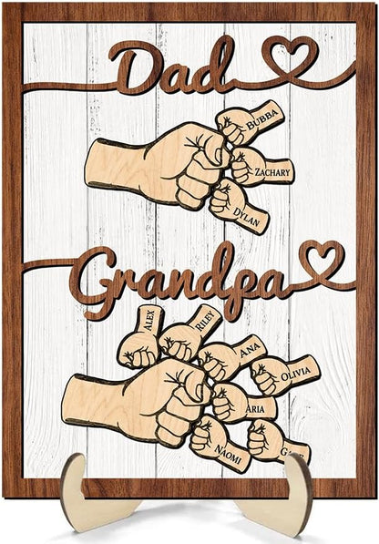 Personalized First Dad Now Grandpa Wooden Gift, Grandpa Promoted Wood Sign, Grandkids Frame Sign, Father's Day Gift, Decor
