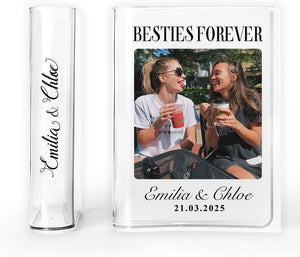 Personalized Acrylic Book Shaped Flower Holder Custom Name & Photo Gift for Bestie Birthday Cute Clear Acrylic Decoration for Friends, Girls, Desk, Dorm or Room Display