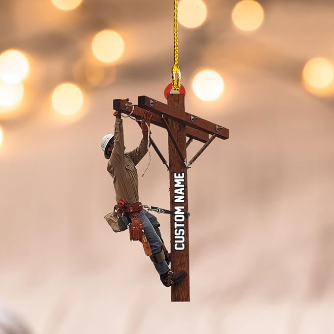 Personalized Lineman Ornament Custom Lineman Ornaments Line Man Christmas Ornaments Gifts for Lineman Ornament Lineman Christmas Hanging Ornament Lineman Gift