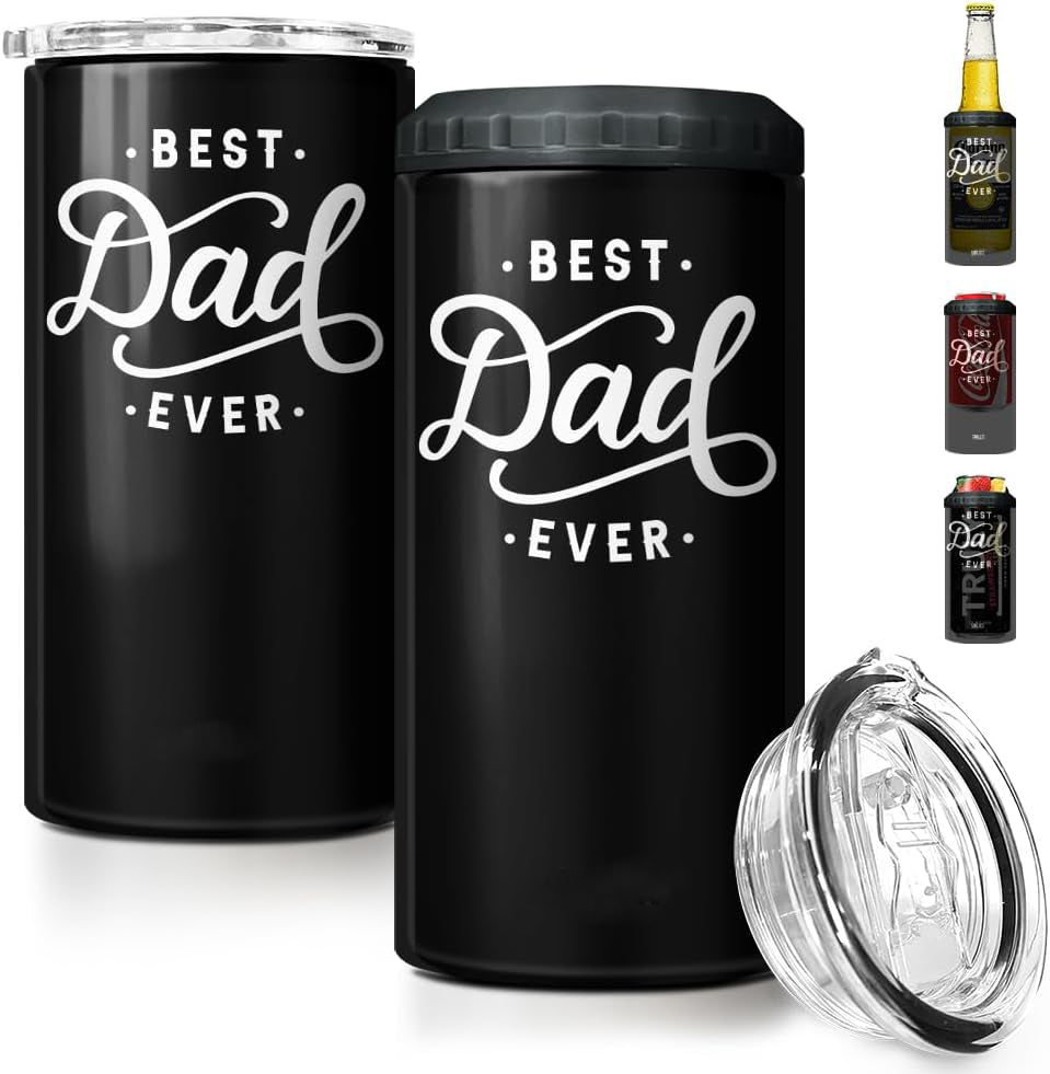 Best Dad Ever Tumbler Gifts for Dad from Daughter Son - 16oz Dad Can Cooler Tumblers Travel Mug Cup - Stainless Steel Insulated Cans Coozie Christmas, Birthday, Father's Day Gift