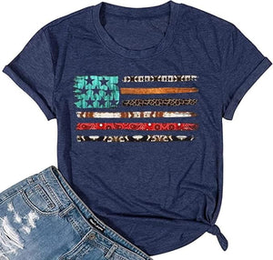 4th of July Shirts Women American Flag Patriotic T-Shirts USA Star Stripes Graphic Tee Tops