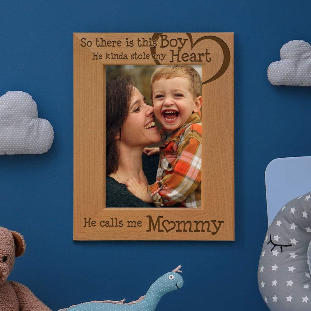 So There is This Boy He Calls me Mommy - Natural Engraved Wood Photo Frame Mother and Son Gifts, Mother's Day, Best Mom Ever, New Baby