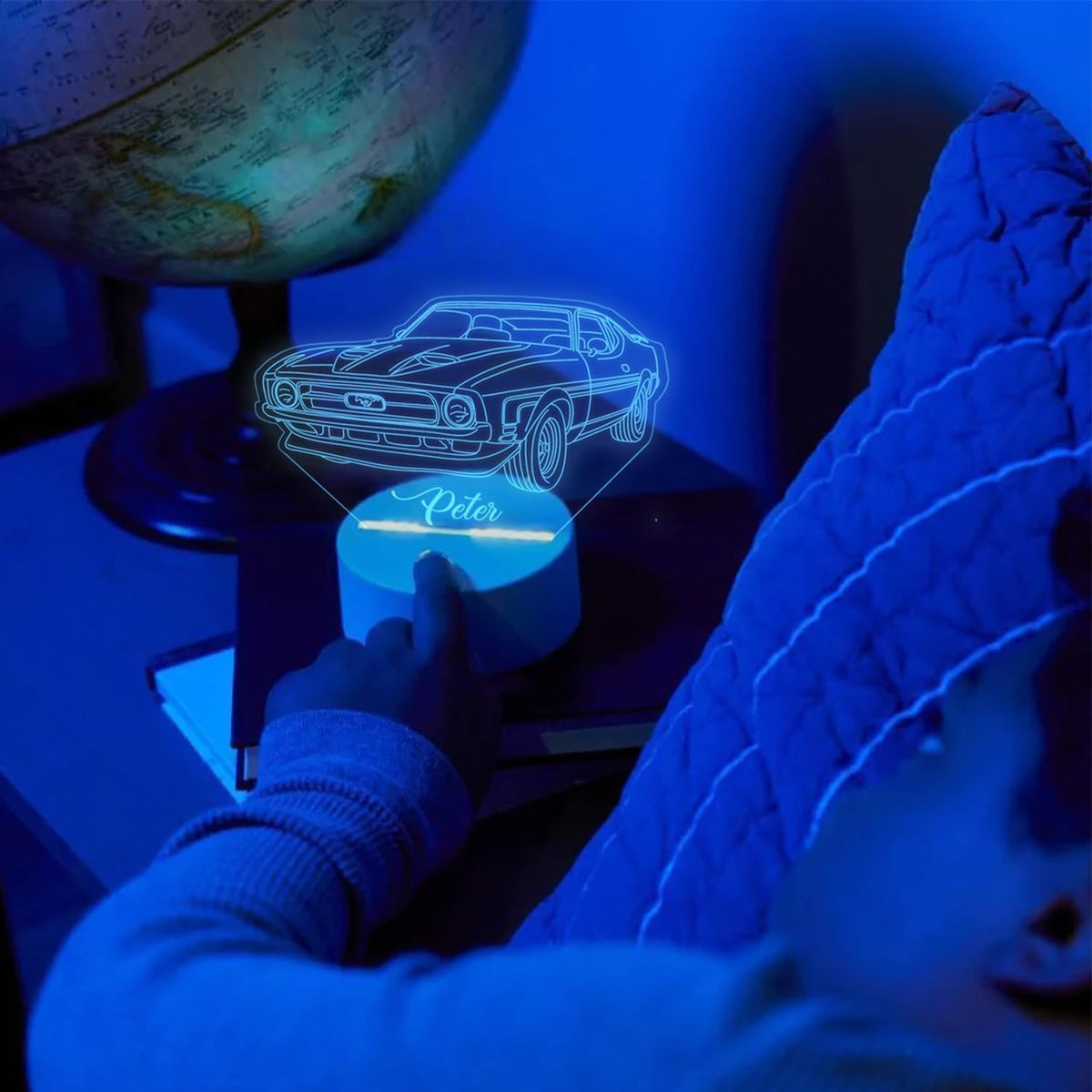 Custom 3D Night Light with Your Picture and Name, Personalized Truck Line Lamp for Car Lovers, Gifts for Boyfriend Father Dad Men Him for Christmas Fatherday Birthday