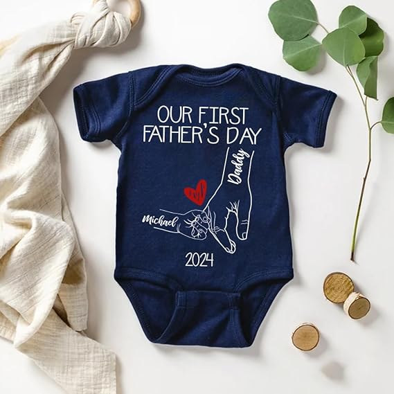 Personalized Our First Father Day Together Matching Shirts, Dad and Baby Matching Outfits Shirts, Bodysuit Baby