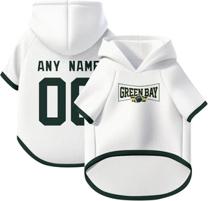 Green Bay Dog Hoodie T-Shirt Custom Name and Number Jersey Pet Clothes Gifts