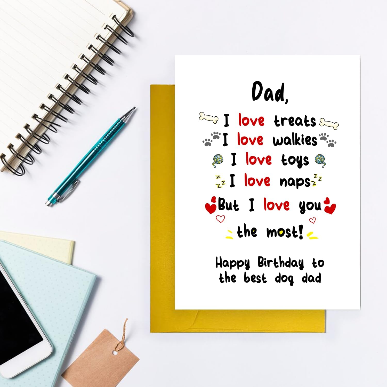 Cute Dog Dad Birthday Card, Funny Birthday Card Gift from Dog, Dog Dad Gift Card, Happy Daddy Birthday Card From Dog Pet Puppy, Dog Lover Dad Birthday Card from Son Daughter