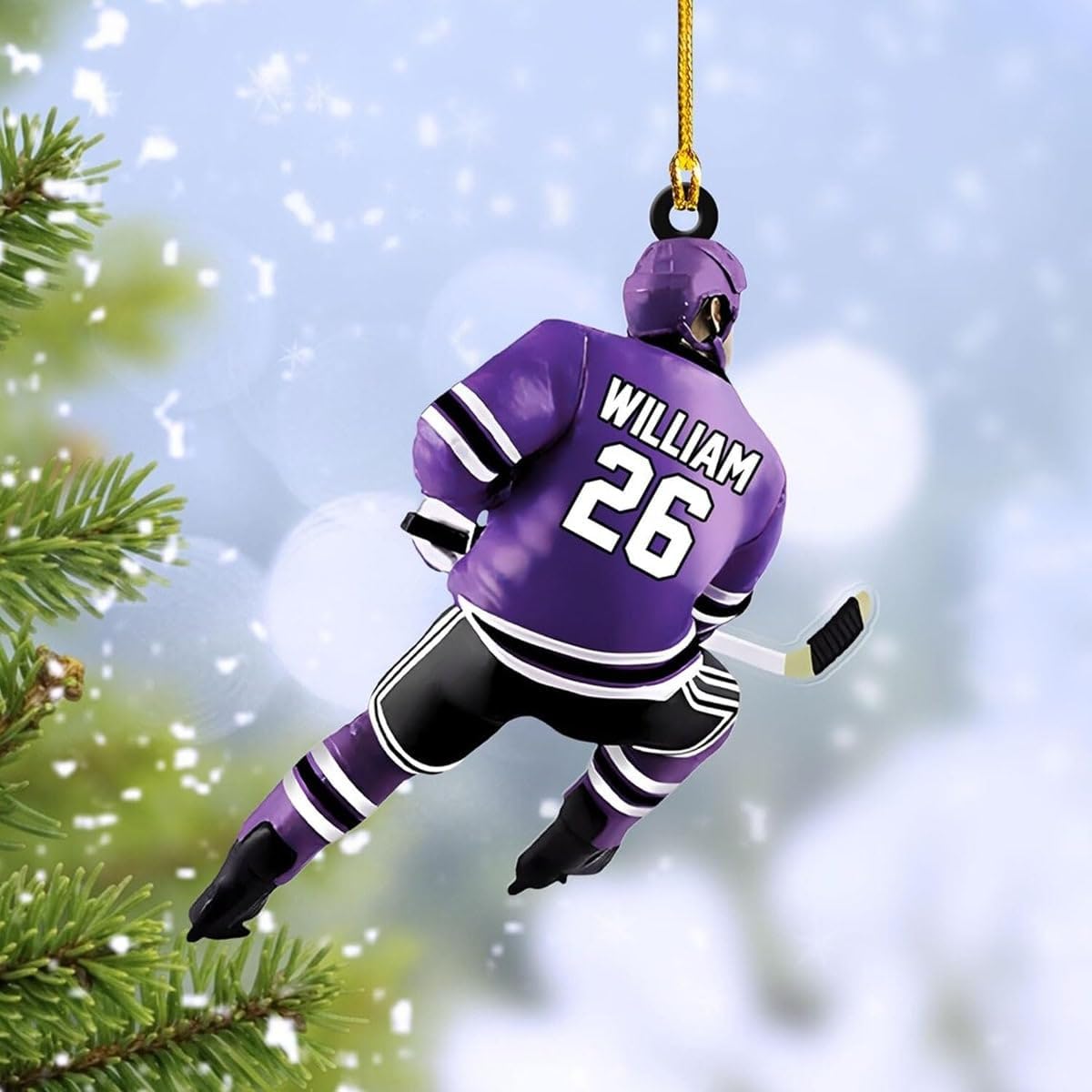 Personalized Hockey Ornament - Ice Skate Christmas Tree Ornament Custom Hockey Player Bulk Team Gift