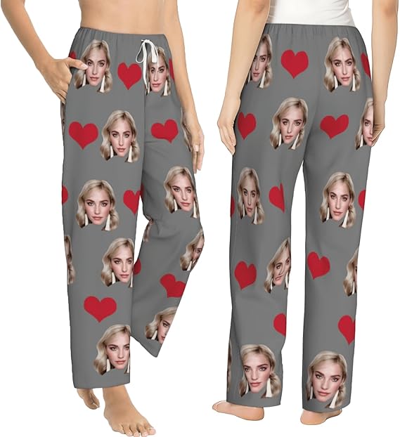 Personalized Pajamas with Photo for Men & Women, Custom Pajama Pants for Valentine's Day, Men's Pajama Pants with Pockets