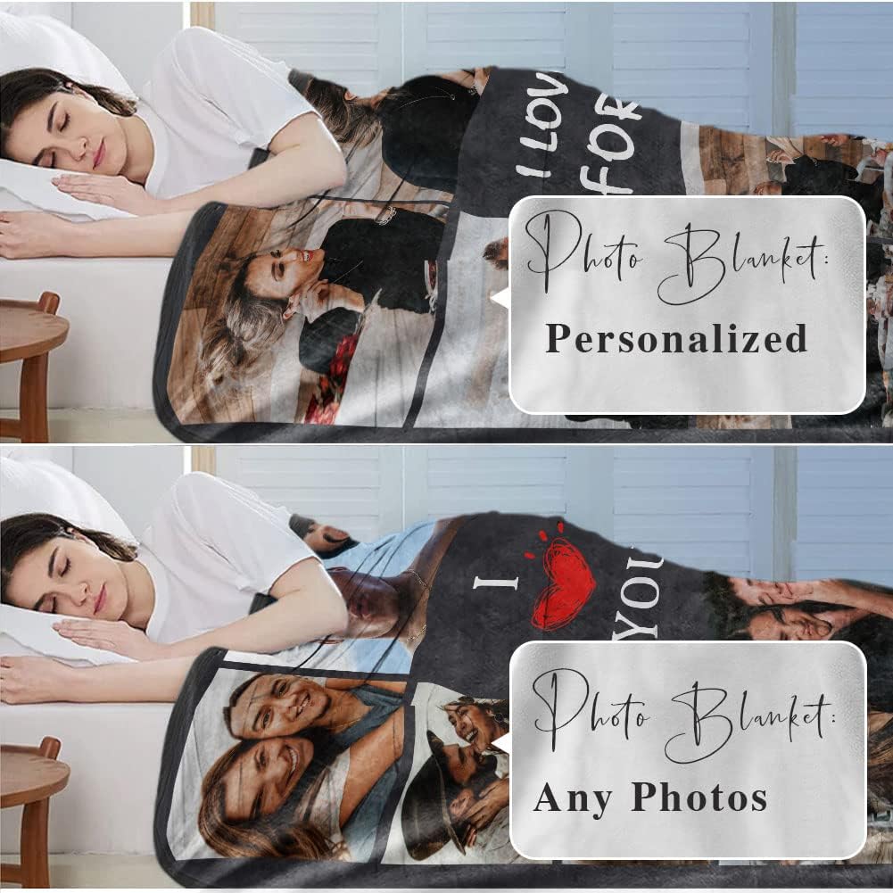 Custom Photo Blanket I Love You Girlfriend Boyfriend Gifts, Personalized Blankets Couples Gifts Christmas Blankets Women Gifts
