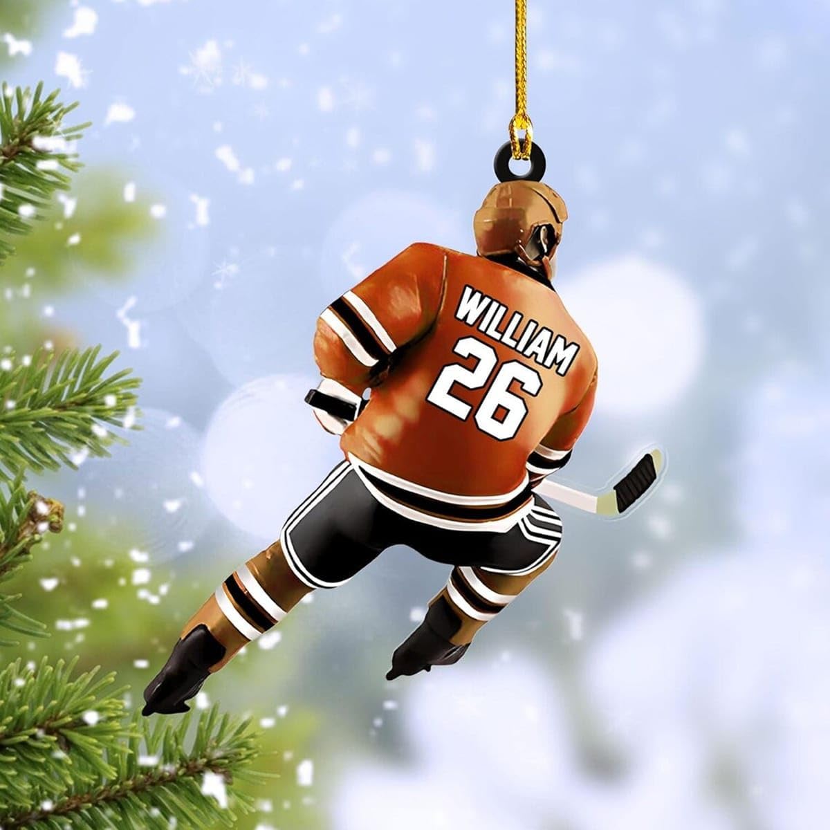 Personalized Hockey Ornament - Ice Skate Christmas Tree Ornament Custom Hockey Player Bulk Team Gift