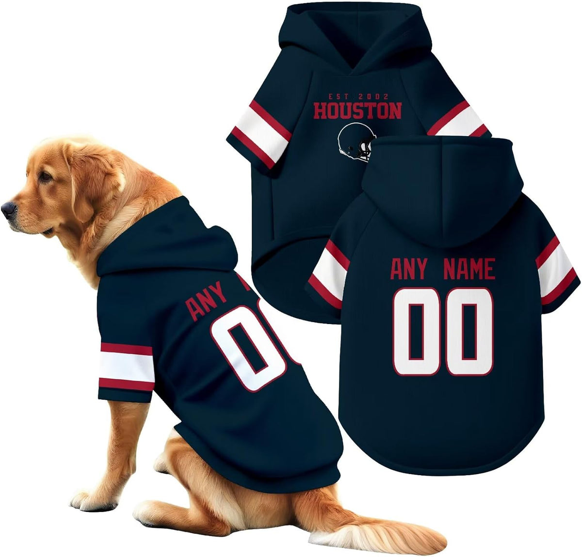 Houston Dog Hoodie T-Shirt Pet Clothes Jersey Custom Name and Number Gifts