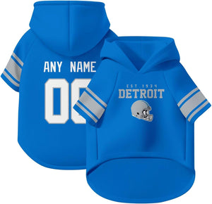 Detroit Dog Hoodie T-Shirt Pet Clothes Jersey Custom Name and Number Gifts