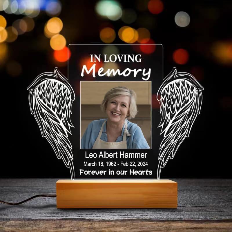 Personalized Memorial Gifts LED Picture Frame, Sympathy Gift for Loss of Loved One in Memory of Dad Mom Husband Sister Friend Funeral Mourning Ideas