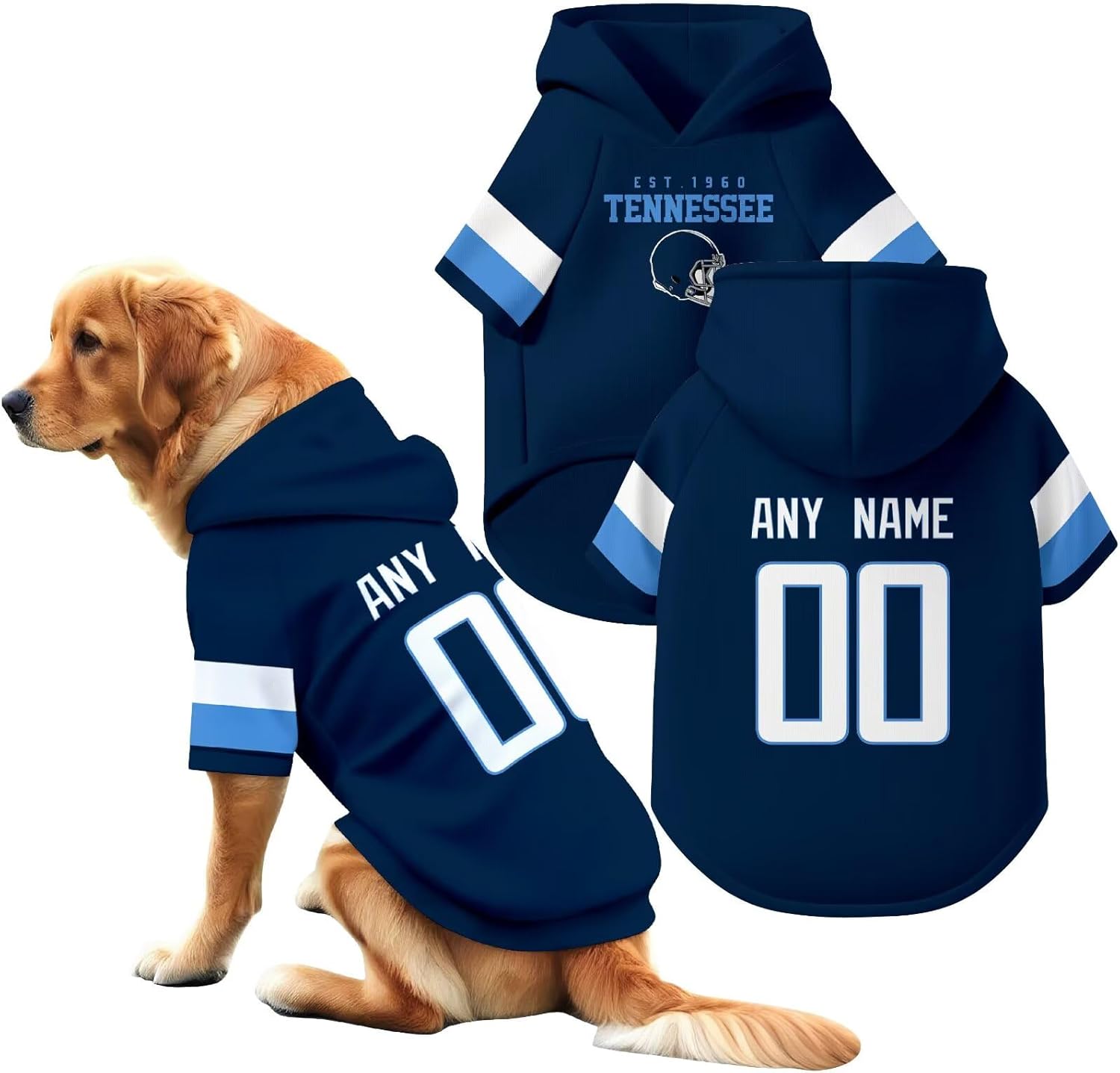 Tennessee Dog Hoodie T-Shirt Pet Clothes Jersey Custom Name and Number Gifts