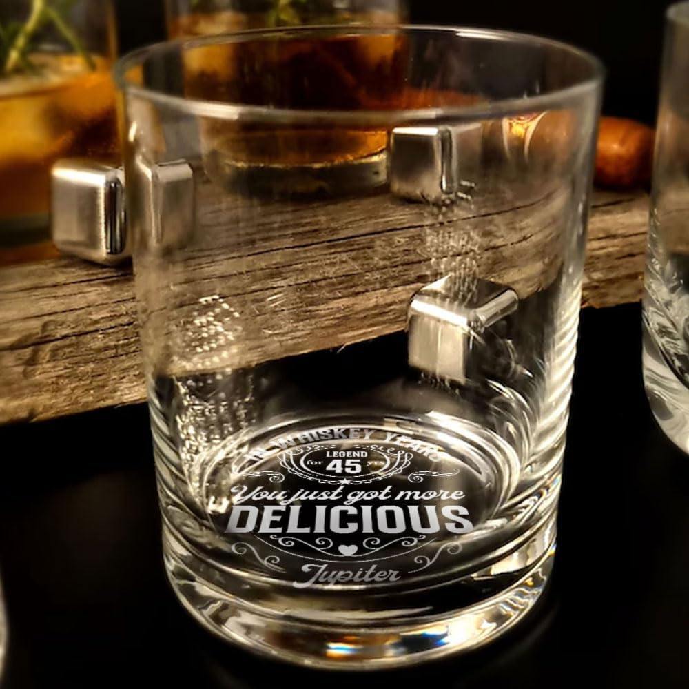 Personalized Husband Gifts - Father's Day Gift For Husband, Hubby, Boyfriend From Wife, Wifey - You Just Got More Delicious Whiskey Glass - Wedding Anniversary Gifts For Men
