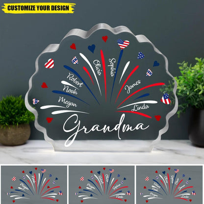 4th of July Independence Day - Personalized Grandma Mom Acrylic Plaque, Presents from Daughter Son Grateful Birthday Christmas Gifts