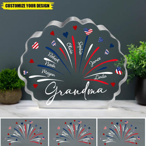 4th of July Independence Day - Personalized Grandma Mom Acrylic Plaque, Presents from Daughter Son Grateful Birthday Christmas Gifts