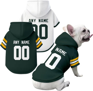 Green Bay Dog Hoodie T-Shirt Custom Name and Number Jersey Pet Clothes Gifts