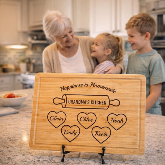 Personalized Cutting Board Grandma Gift for Mom, Nana, Nanny, Gigi Birthday Gifts, Custom Mothers Day Gift, Custom Engraved Cutting Board, Grandma's Kitchen Kids Names, Customize Mom and Grandma Gift