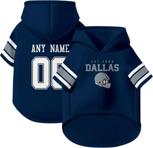Dallas Dog Hoodie T-Shirt Custom Name and Number Jersey Pet Clothes Gifts