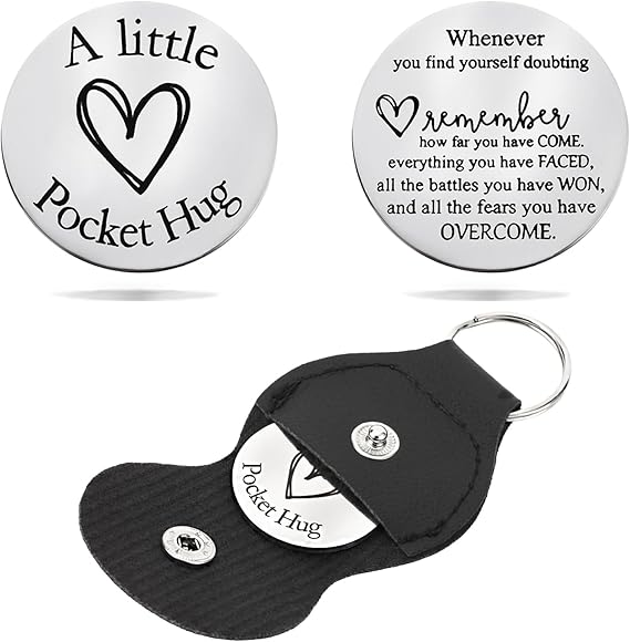 Pocket Hug Token Keychain for Women & Men - Inspirational Gifts for Him & Her Christmas Valentine's Day Graduation