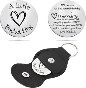 Pocket Hug Token Keychain for Women & Men - Inspirational Gifts for Him & Her Christmas Valentine's Day Graduation