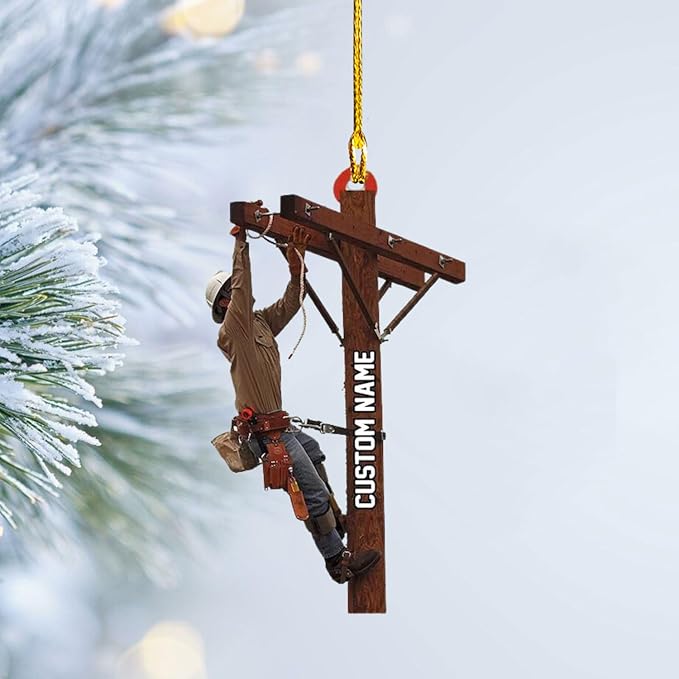 Personalized Lineman Ornament Custom Lineman Ornaments Line Man Christmas Ornaments Gifts for Lineman Ornament Lineman Christmas Hanging Ornament Lineman Gift
