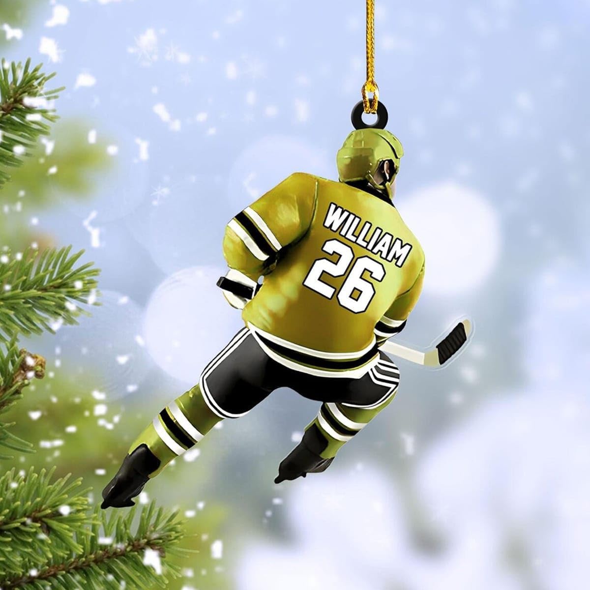 Personalized Hockey Ornament - Ice Skate Christmas Tree Ornament Custom Hockey Player Bulk Team Gift