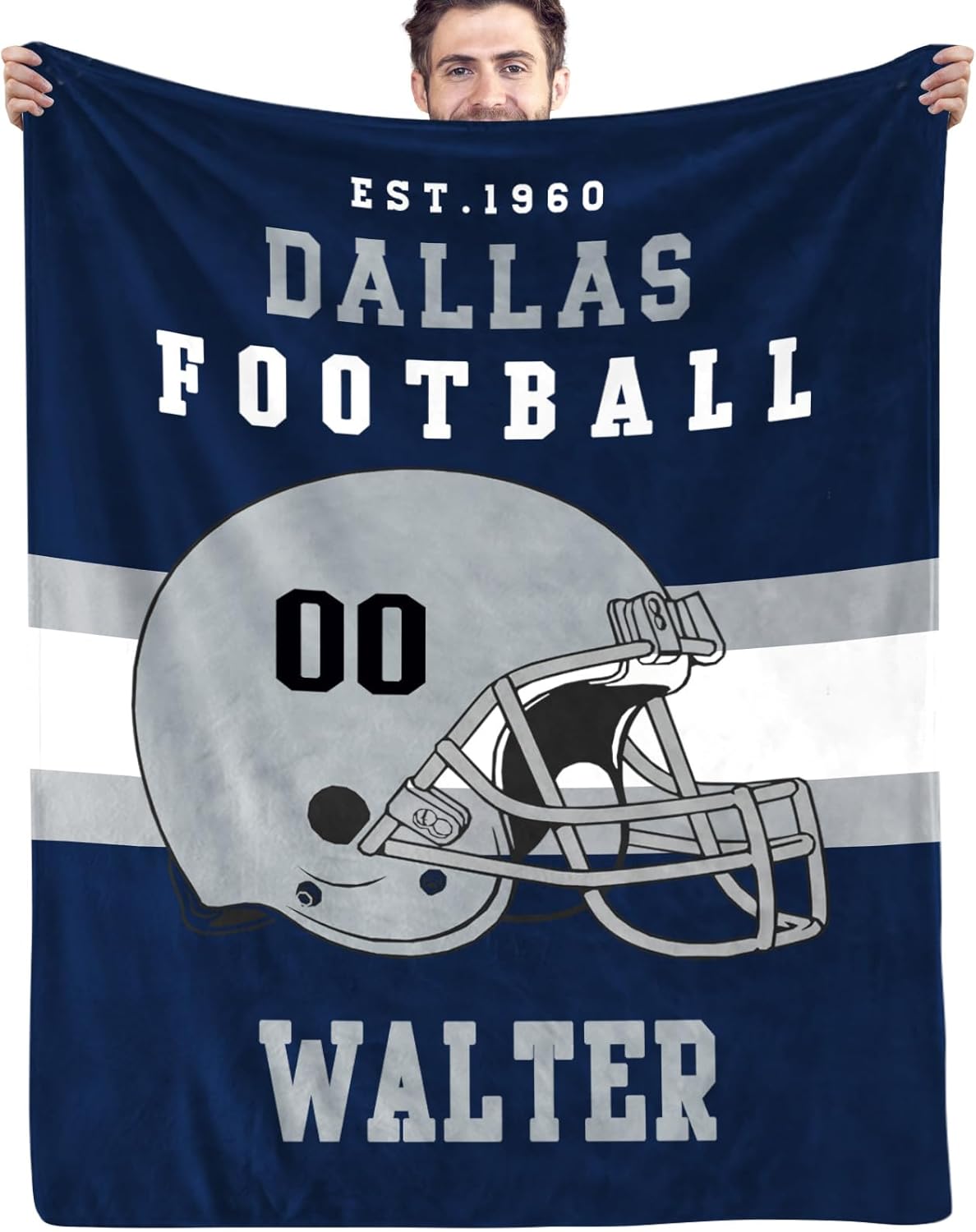 Custom Football Blanket Personalized with Name City and Helmet Number Soft Flannel Football Throw Blankets Gifts for Teen Boys Athletes Fans Kids Adult