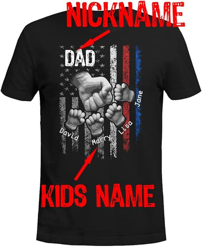 Personalized Dad Shirt Mens 4th of July Father's Day First for Daddy with Kids Names