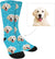Custom Personalized Photo Pet Face Socks, Cat and Dog Tracks Paws Bones Crew Socks with Picture for Men Women