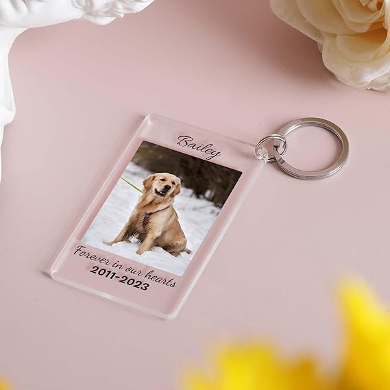 Personalized Pet Memorial Keychain, Custom Pet Keychain, Personalized Dog Cat Memorial Gift, Pet Lover Pet Loss Gifts