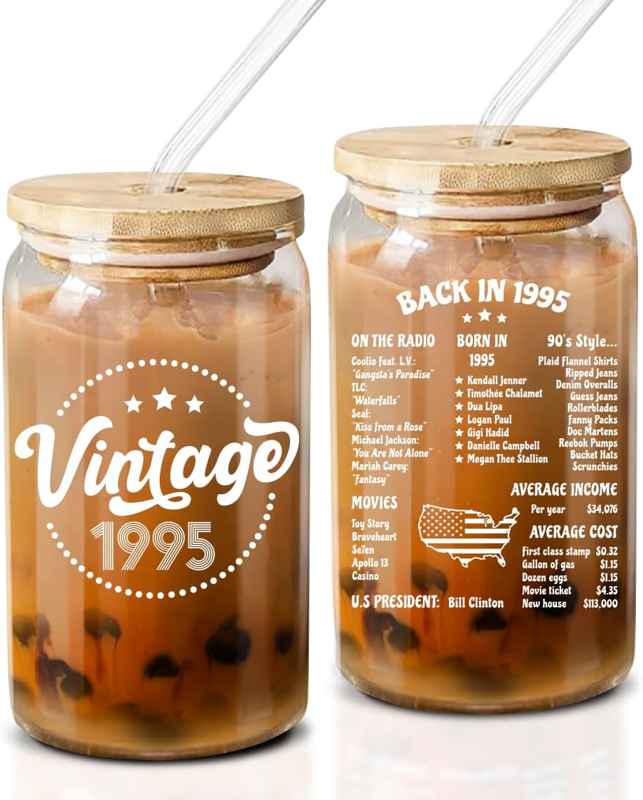 40th Birthday Gifts For Women, Her - 1985 40th Birthday Decorations For Women - 40 Year Old Gifts For Her, Mom, Wife, Sister, Friends - 11oz 16 oz 20 oz Coffee Glass