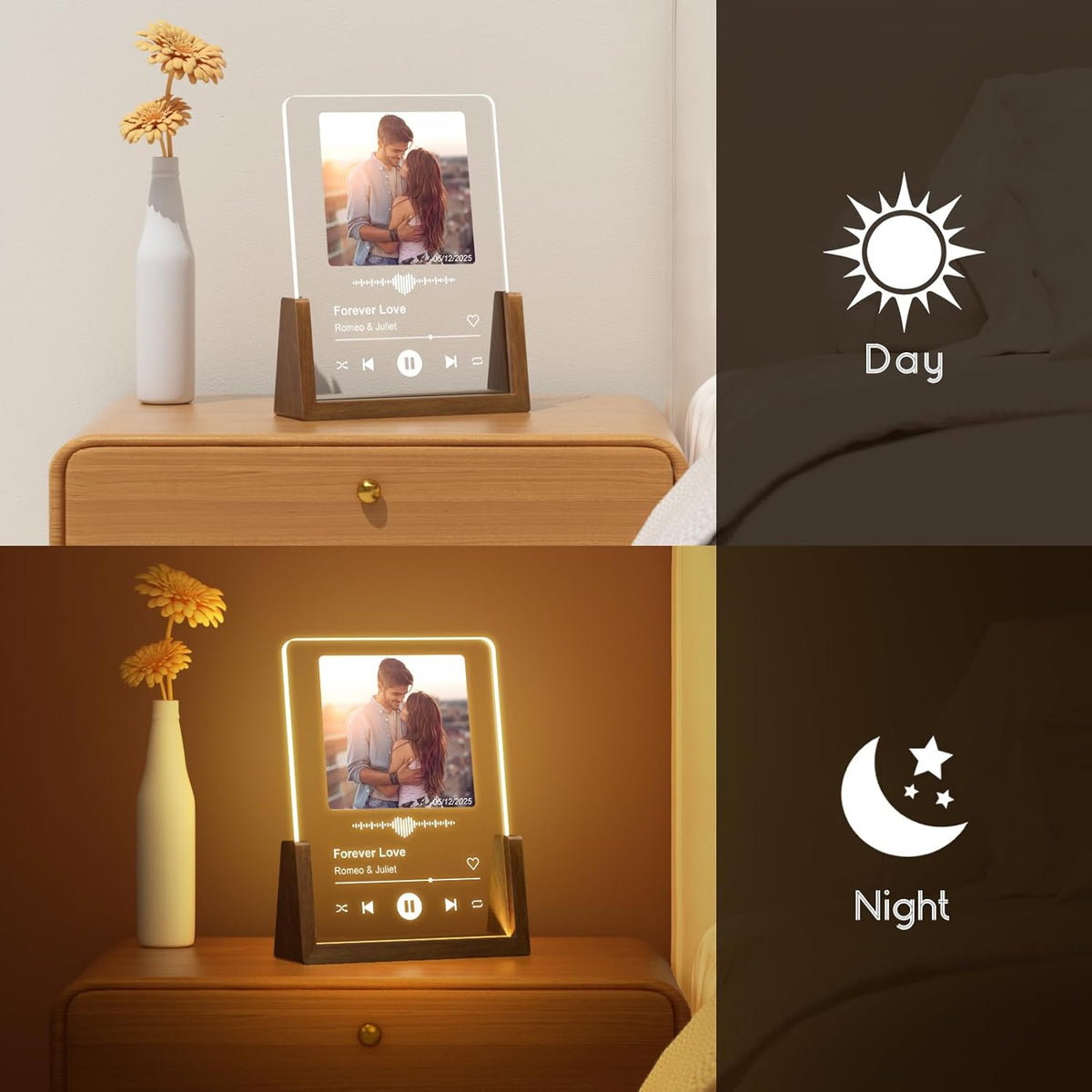 Personalized Valentines Gifts for Her Him Women Men, Custom Anniversary Spotify Plaque Gift for Boyfriend Girlfriend Couple, Customized Picture Frame Birthday Gifts for Wife Husband